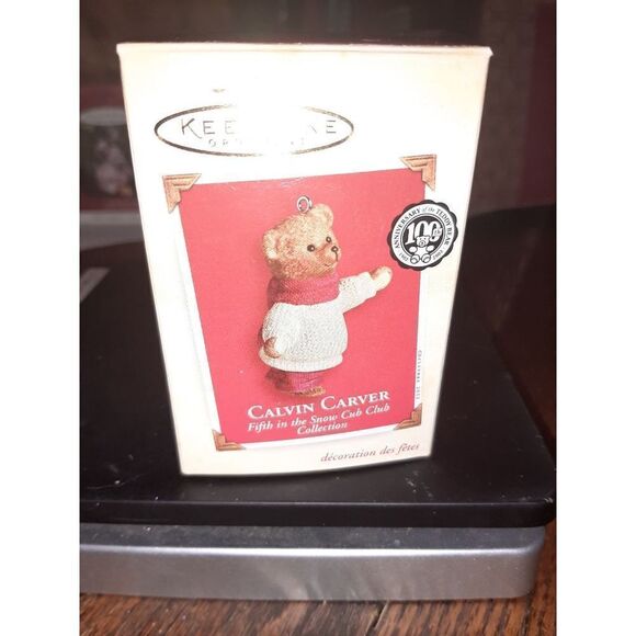 New 2002 Hallmark Keepsake 100th Anniversary Teddy Bear Calvin Carver Ornament - Picture 6 of 7